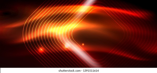 Líneas tecno brillantes de neón, plantilla de fondo abstracto de alta tecnología futurista con formas cuadradas, diseño vectorial