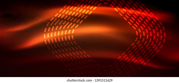 Neon glowing techno lines, hi-tech futuristic abstract background template with square shapes, vector design