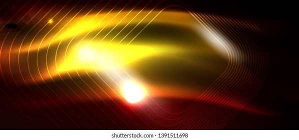 Neon glowing techno lines, hi-tech futuristic abstract background template with square shapes, vector design