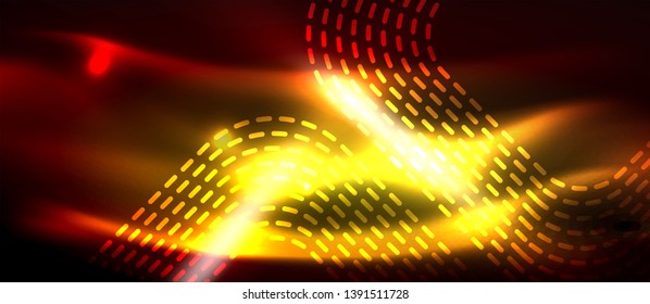 Líneas tecno brillantes de neón, plantilla de fondo abstracto de alta tecnología futurista con formas cuadradas, diseño vectorial