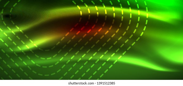 Líneas tecno brillantes de neón, plantilla de fondo abstracto de alta tecnología futurista con formas cuadradas, diseño vectorial