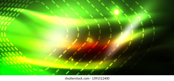 Neon glowing techno lines, hi-tech futuristic abstract background template with square shapes, vector design