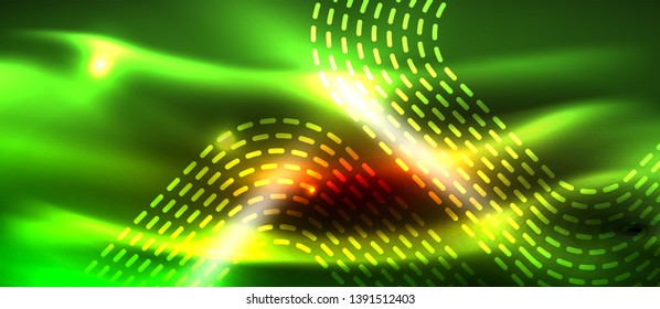 Líneas tecno brillantes de neón, plantilla de fondo abstracto de alta tecnología futurista con formas cuadradas, diseño vectorial