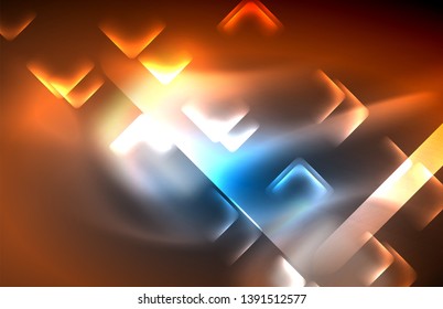 Neonleuchtende Techno-Linien, futuristisch abstrakte High-Tech-Hintergrundvorlage mit quadratischen Formen und Linien