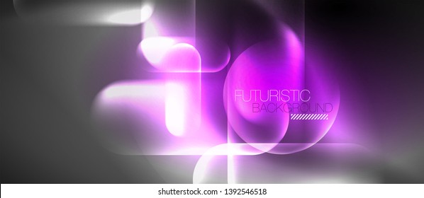 Neon glowing techno lines, hi-tech futuristic abstract background template, vector