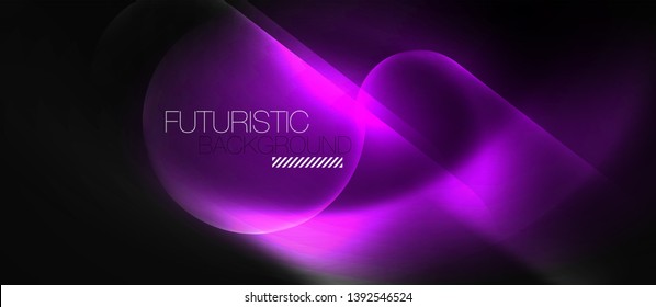 Neon glowing techno lines, hi-tech futuristic abstract background template, vector