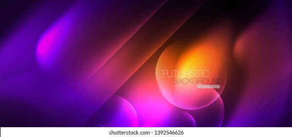 Neon glowing techno lines, hi-tech futuristic abstract background template, vector