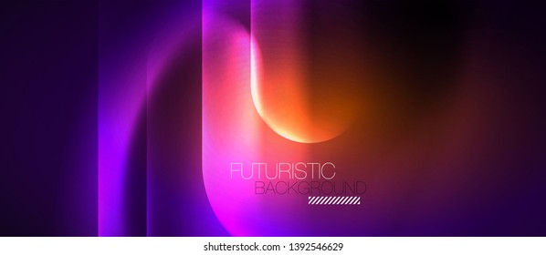 Neon glowing techno lines, hi-tech futuristic abstract background template, vector