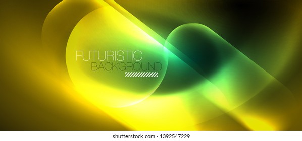 Líneas tecno brillantes de neón, plantilla de fondo abstracto de alta tecnología futurista, vector