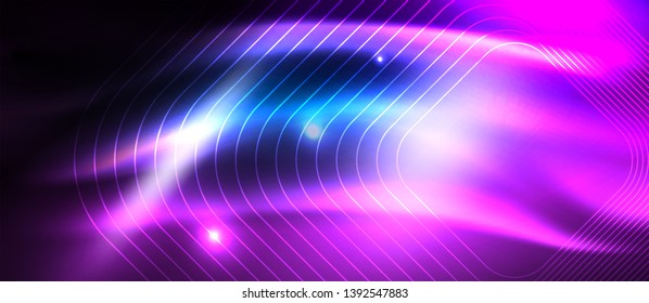 Neonleuchtende Techno-Linien, futuristisch abstrakte High-Tech-Hintergrundvorlage mit quadratischen Formen, Vektordesign
