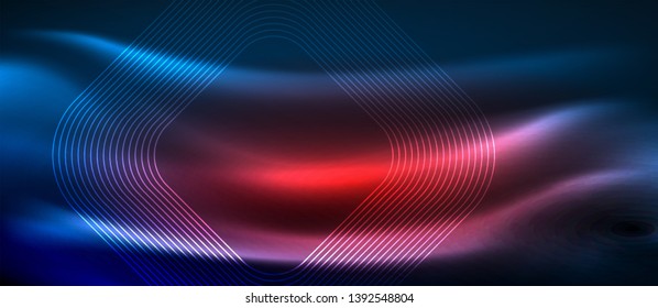 Líneas tecno brillantes de neón, plantilla de fondo abstracto de alta tecnología futurista con formas cuadradas, diseño vectorial