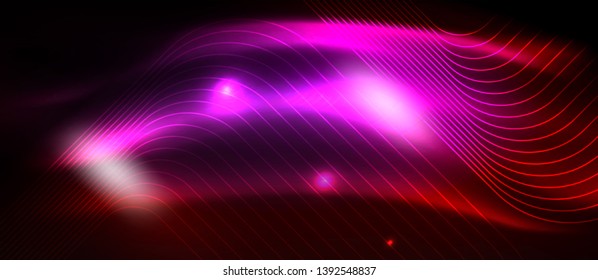 Líneas tecno brillantes de neón, plantilla de fondo abstracto de alta tecnología futurista con formas cuadradas, diseño vectorial