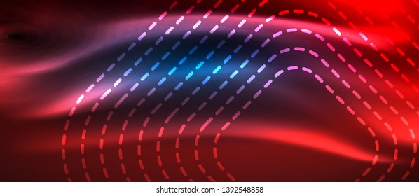 Neon glowing techno lines, hi-tech futuristic abstract background template with square shapes, vector design