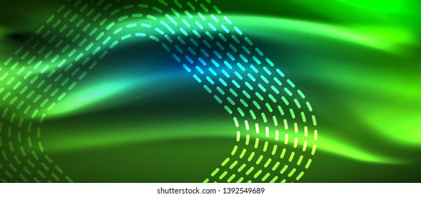 Líneas tecno brillantes de neón, plantilla de fondo abstracto de alta tecnología futurista con formas cuadradas, diseño vectorial