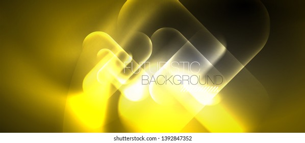 Neon glowing techno lines, hi-tech futuristic abstract background template, vector