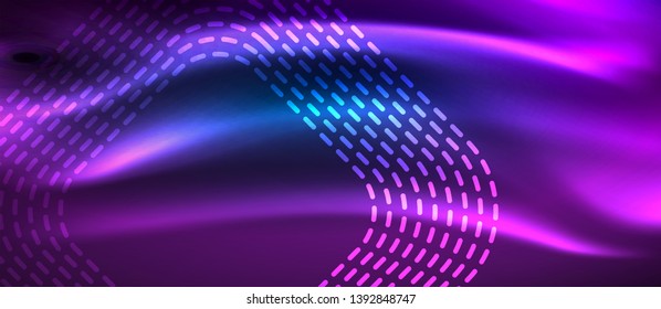 Neon glowing techno lines, hi-tech futuristic abstract background template with square shapes, vector design