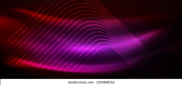 Neon glowing techno lines, hi-tech futuristic abstract background template with square shapes, vector design