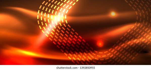 Neon glowing techno lines, hi-tech futuristic abstract background template with square shapes, vector design