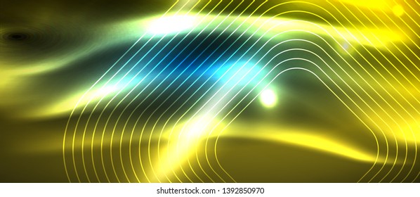Neon glowing techno lines, hi-tech futuristic abstract background template with square shapes, vector design