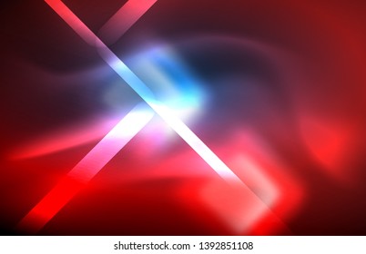 Neon glowing techno lines, hi-tech futuristic abstract background template with square shapes and lines
