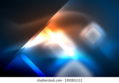 Líneas tecno brillantes de neón, plantilla de fondo abstracto de alta tecnología futurista con formas cuadradas y líneas