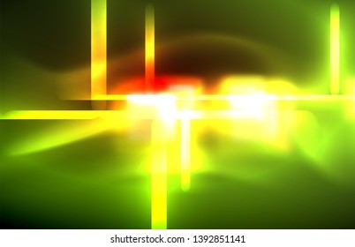 Neon glowing techno lines, hi-tech futuristic abstract background template with square shapes and lines