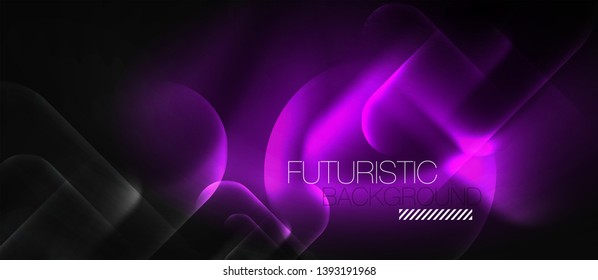 Neon glowing techno lines, hi-tech futuristic abstract background template, vector