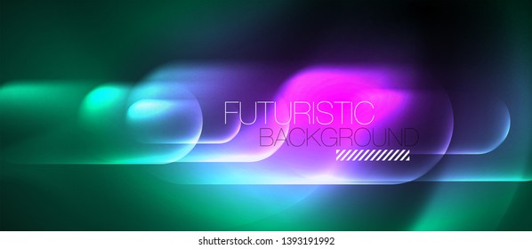 Neon glowing techno lines, hi-tech futuristic abstract background template, vector