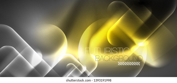 Neon glowing techno lines, hi-tech futuristic abstract background template, vector