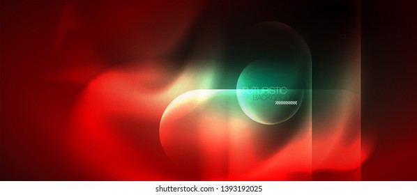 Neon glowing techno lines, hi-tech futuristic abstract background template, vector