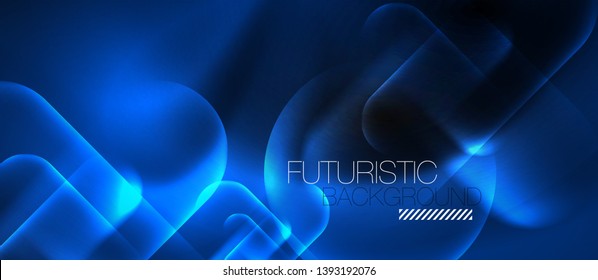 Neon glowing techno lines, hi-tech futuristic abstract background template, vector