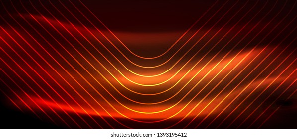 Neon glowing techno lines, hi-tech futuristic abstract background template with square shapes, vector design