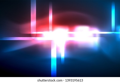 Neon glowing techno lines, hi-tech futuristic abstract background template with square shapes and lines
