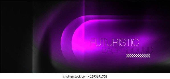 Neon glowing techno lines, hi-tech futuristic abstract background template, vector