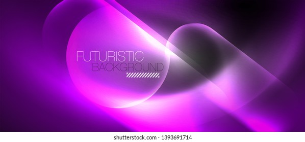 Neon glowing techno lines, hi-tech futuristic abstract background template, vector