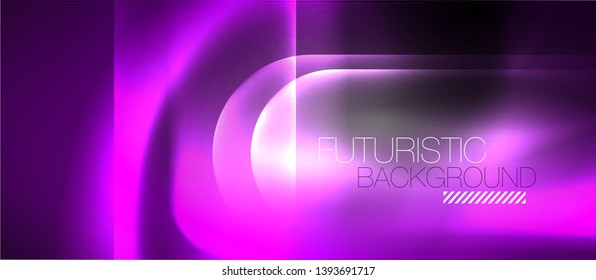 Neon glowing techno lines, hi-tech futuristic abstract background template, vector