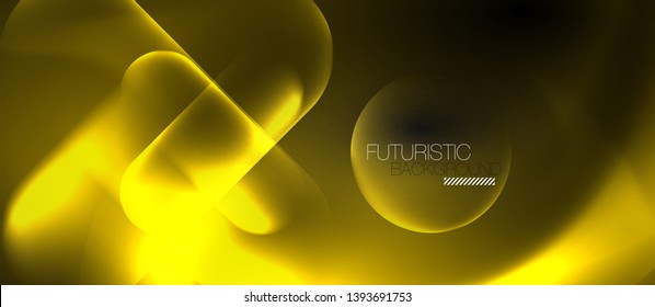 Neon glowing techno lines, hi-tech futuristic abstract background template, vector