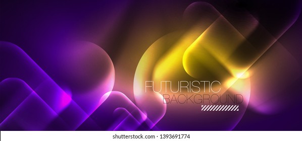 Neon glowing techno lines, hi-tech futuristic abstract background template, vector