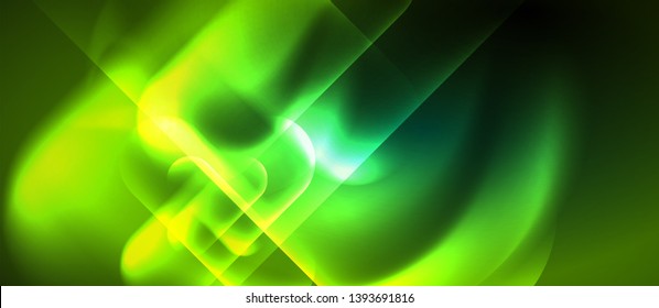 Neon glowing techno lines, hi-tech futuristic abstract background template, vector