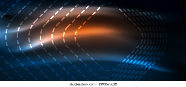 Líneas tecno brillantes de neón, plantilla de fondo abstracto de alta tecnología futurista con formas cuadradas, diseño vectorial