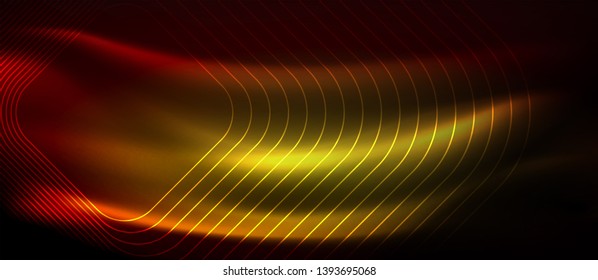 Neon glowing techno lines, hi-tech futuristic abstract background template with square shapes, vector design