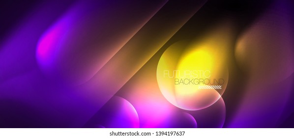 Neon glowing techno lines, hi-tech futuristic abstract background template, vector
