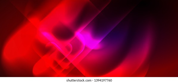 Neon glowing techno lines, hi-tech futuristic abstract background template, vector