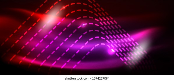 Neon glowing techno lines, hi-tech futuristic abstract background template with square shapes, vector design