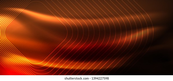 Neon glowing techno lines, hi-tech futuristic abstract background template with square shapes, vector design