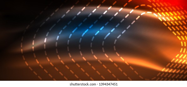 Neon glowing techno lines, hi-tech futuristic abstract background template with square shapes, vector design