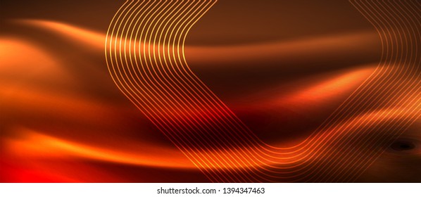 Líneas tecno brillantes de neón, plantilla de fondo abstracto de alta tecnología futurista con formas cuadradas, diseño vectorial