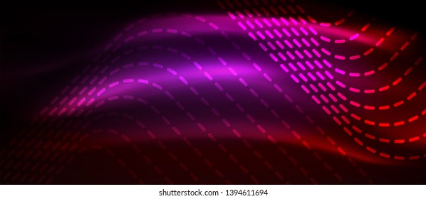 Neon glowing techno lines, hi-tech futuristic abstract background template with square shapes, vector design