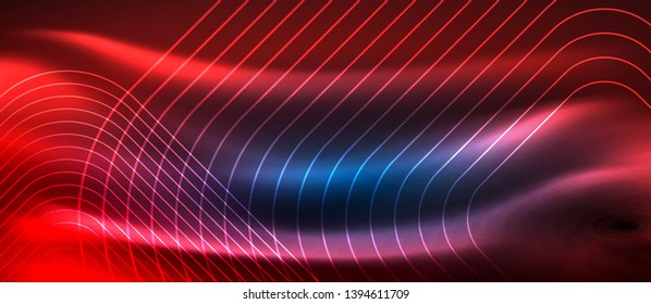 Líneas tecno brillantes de neón, plantilla de fondo abstracto de alta tecnología futurista con formas cuadradas, diseño vectorial