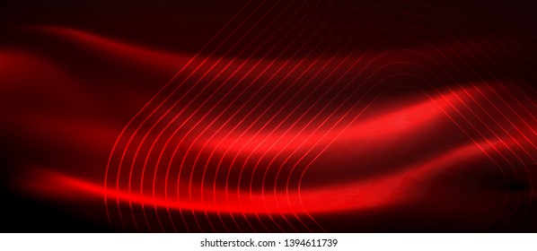 Neon glowing techno lines, hi-tech futuristic abstract background template with square shapes, vector design